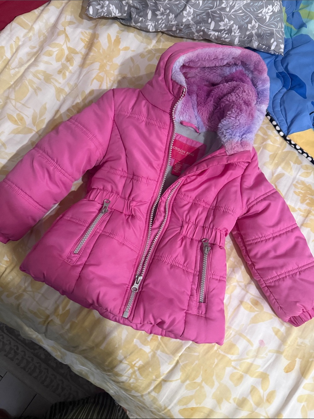 London Fog Pink Girls' Hooded Puffer Jacket